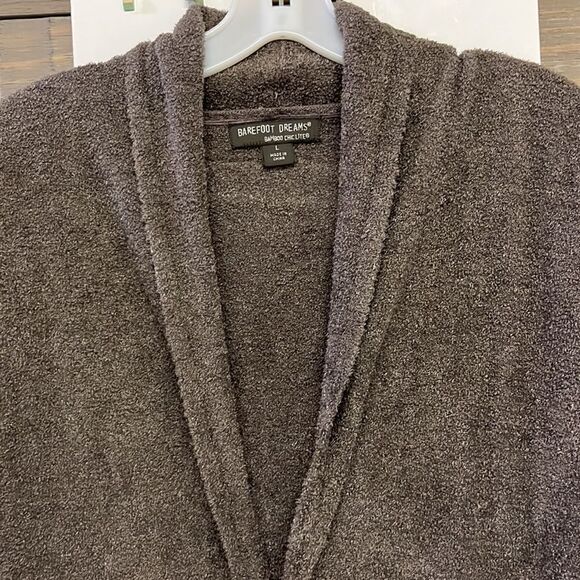 Barefoot Dreams Bamboo Chic Lite Heather Gray Open Cardigan with Pockets- Large - Picture 9 of 16